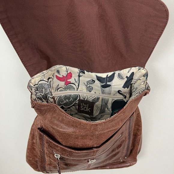 The Sak Ventura Bag Brown Distressed Leather Convertible Backpack Crossbody - Picture 11 of 16